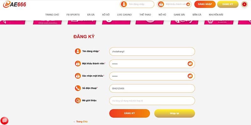 Đăng ký AE666 chỉ sau vài bước thực hiện