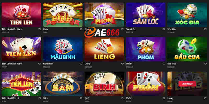 Nhiều trò chơi nổi bật tại game bài AE666